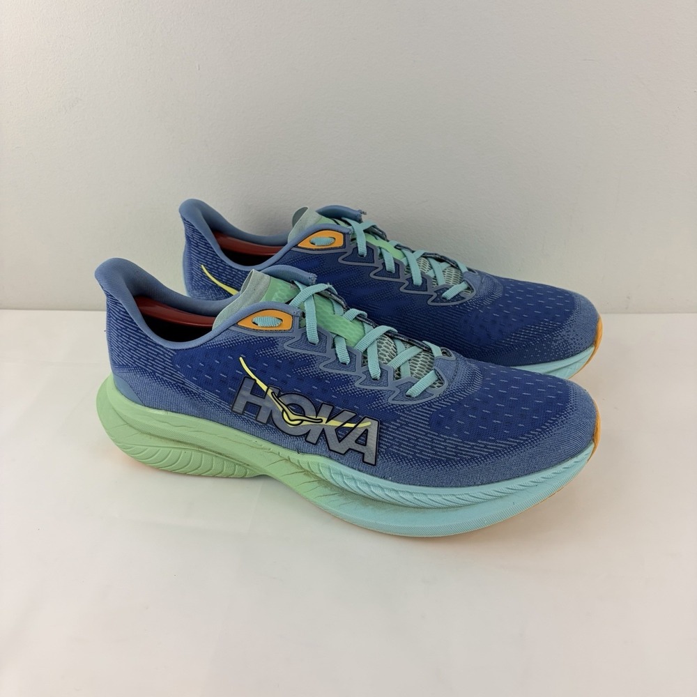 HOKA Mach 6 Men Running Shoes Blue Green Wide Size 12.5 Athletic Sporty - Picture 1 of 9